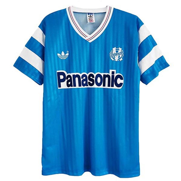 Auswärtstrikot Thailand Marseille Retro 1990 Blau Günstige Fußballtrikots